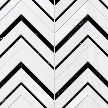 Via Arkadia Tiles London - TK Marble Chevron black-white tile